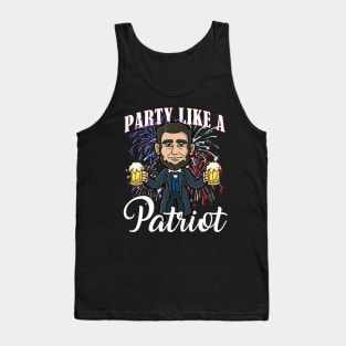 Abe Lincoln Party Like A Patriot 4th Of July USA America Tank Top